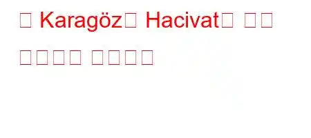 왜 Karagöz는 Hacivat의 말을 이해하지 못합니까